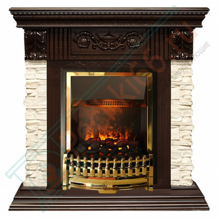 Электрокаминокомплект Luxemburg (каменный) - Сланец/Темный дуб с очагом Atherton