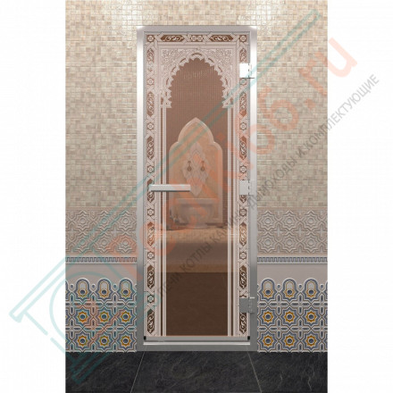 Стеклянная дверь DoorWood «Хамам Восточная Арка Бронза» 2000х800 (по коробке)