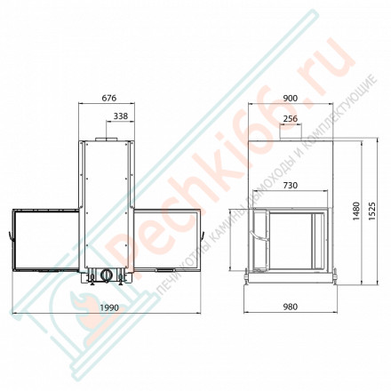 Каминная топка DF 750G, серый шамот (Stav)