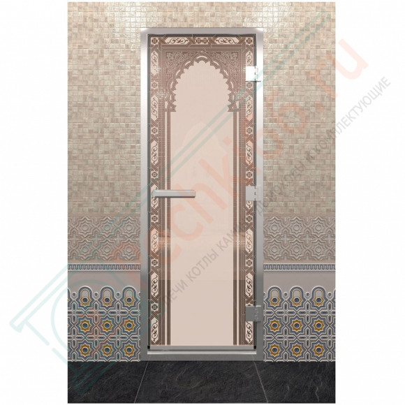 Стеклянная дверь DoorWood «Хамам Восточная Арка Бронза матовая» 190х70 (по коробке) в Магнитогорске