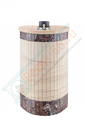 Дровяная банная печь Макси ПФ "Окаменевшее дерево перенесённый рисунок + Россо Леванте" (Ферингер)