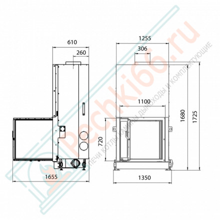 Каминная топка F 1100B, черный шамот (Stav)