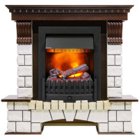 Каминокомплект электрический Pierre Luxe угловой - Темный дуб / Белый (Высота 1050мм) с очагом Danville Black FB2 (Dimplex)