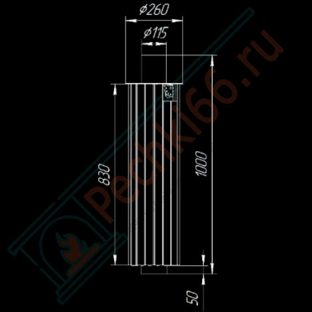 Дымоход - экономайзер Жадеит перенесённый рисунок + бучардированный жадеит, d-115, L=1000 мм (Feringer)