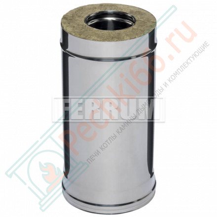 Сэндвич труба для дымохода L=0,5м (НЕРЖ-430/0,8-НЕРЖ-430/0,5) d-115/200 (Ferrum HF)