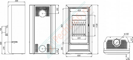 Печь-камин Ignis, золотая сталь (Defro-Home) 9кВт