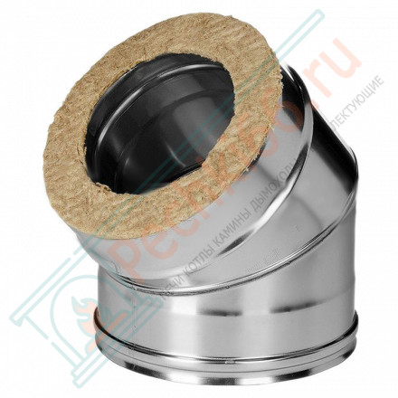 Отвод 45° с изол (НЕРЖ-321/0,8-НЕРЖ-439/0,5) d-150/230 (Дымок-Lux)