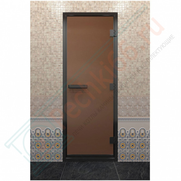 Дверь для хамама в черном профиле, бронза матовая 2000x800 мм (DoorWood) в Магнитогорске