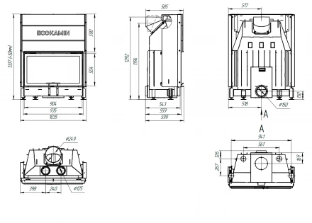 Каминная топка Вега 1000 K (Экокамин)