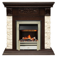 Электрокаминокомплект Luxemburg (каменный) - Сланец/Темный дуб с очагом Cavendish
