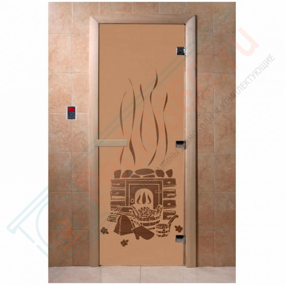 Дверь стеклянная для бани, матовая бронза, "Банька" 1900х700 (DoorWood) в Магнитогорске