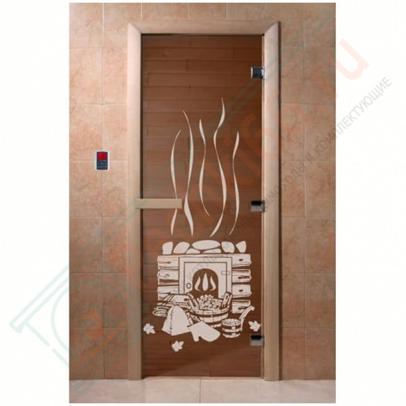 Стеклянная дверь для бани бронза прозрачная "Банька" 1900х700 (DoorWood) в Магнитогорске