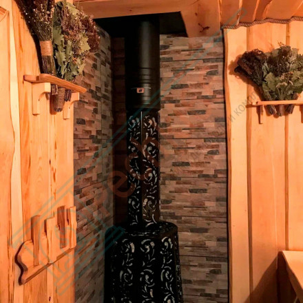 Дровяная банная печь Grill'D Violet Long Window Max (Камень колотый 100 кг)