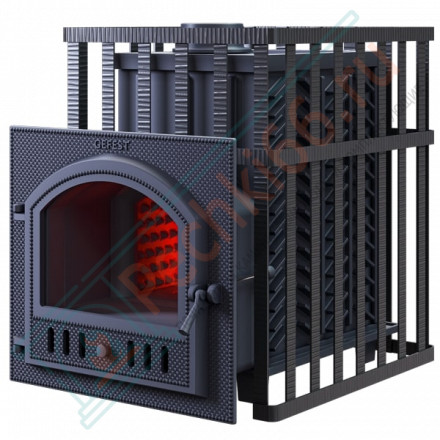 Чугунная печь для бани Гефест GFS-ЗК 45 (П) в сетке (ТехноЛит)