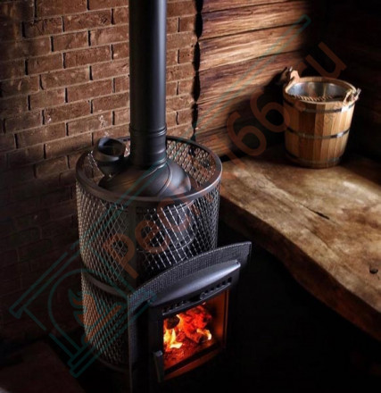 Печь банная "Атмосфера М" короткий топливный тоннель сетка (ProMetall)