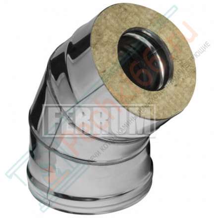 Сэндвич колено 45° (НЕРЖ-430/0,8-НЕРЖ-430/0,5) d-130/200 (Ferrum HF)