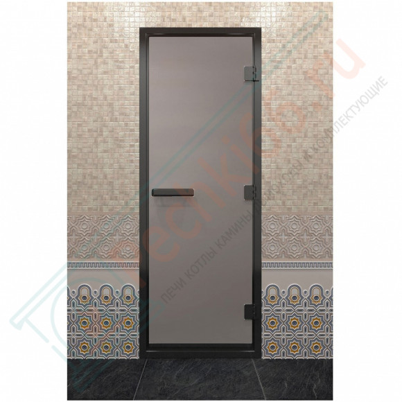 Дверь для хамама в черном профиле, сатин 2000x700 мм (DoorWood) в Магнитогорске