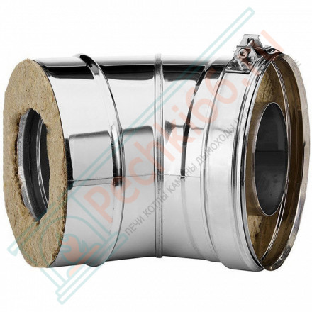 Отвод 45° V50R с изол (AISI-321/0,8-AISI-304/0,5) d-120/220 (Вулкан-Cerablanket)