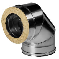 Отвод 90° с изол (НЕРЖ-321/0,8-НЕРЖ-439/0,5) d-120/200 (Дымок-Lux)