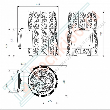 Печь для бани Violet Steel Short Window Max Pro (Grill’D)