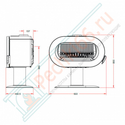 Печь-камин FIFTY SUR PIED красная эмаль (INVICTA)